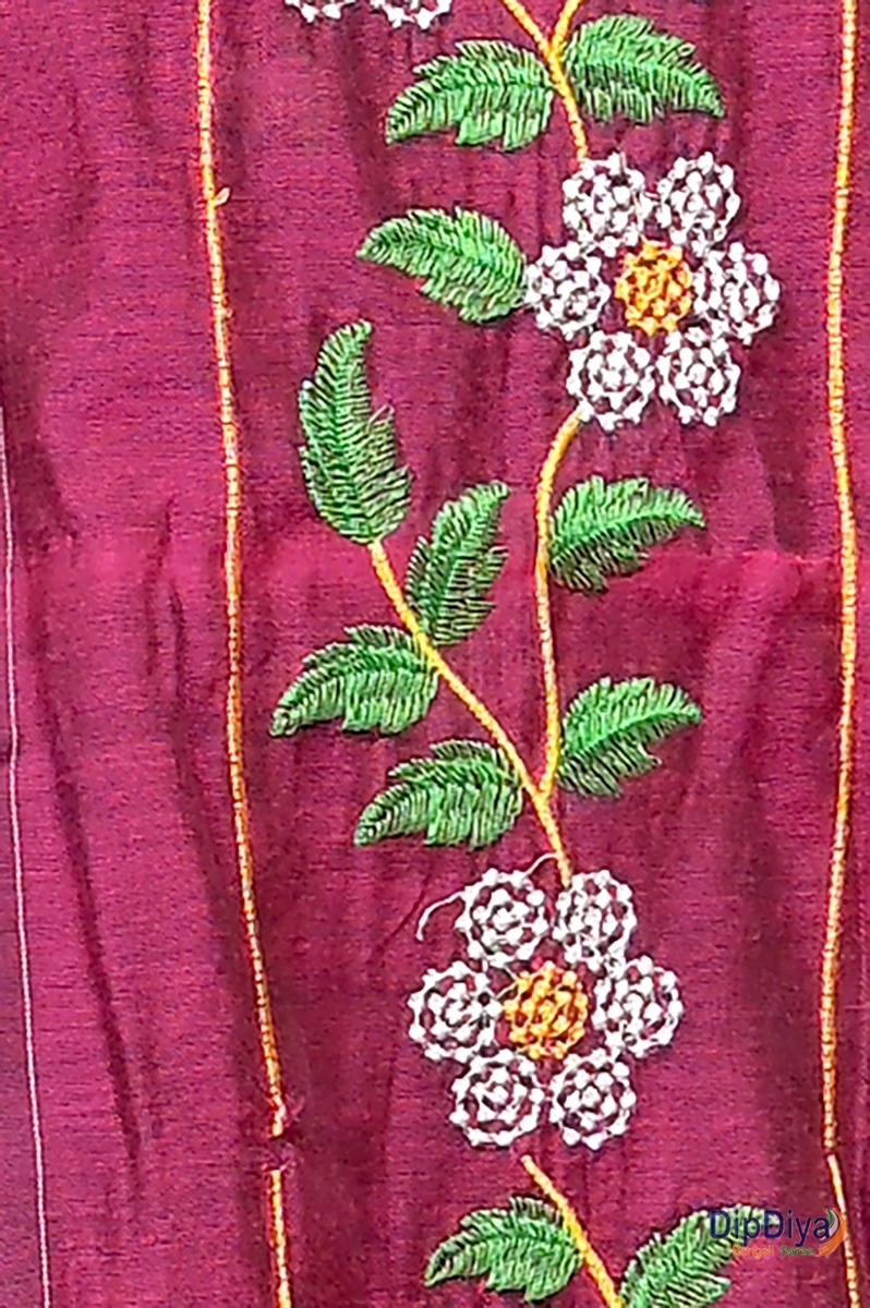 Merron Cotton Blended Paraya Embroidery Handloom saree (306)